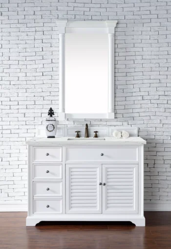 Savannah 48" Single Vanity, Bright White w/ 3 CM Ethereal Noctis Top - Image 2
