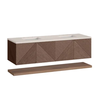 Marcello 72" Double Vanity, Chestnut w/ 3 CM Eternal Marfil Top - Image 6