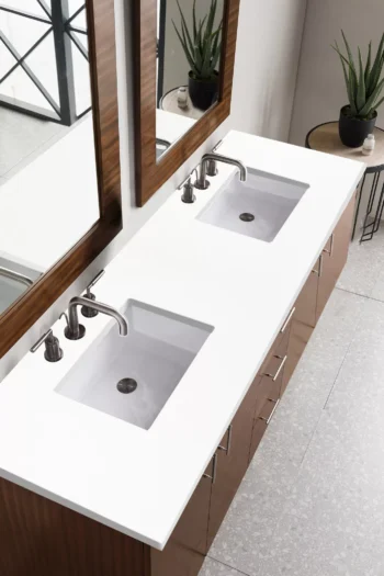 Metropolitan 72" Double Vanity, American Walnut w/ 3 CM White Zeus Quartz Top - Image 3