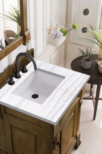 Brookfield 26" Single Vanity, Country Oak w/ 3 CM Arctic Fall Solid Surface Top - Image 2