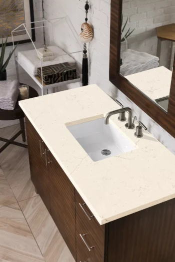 Metropolitan 48" Single Vanity, American Walnut w/ 3 CM Eternal Marfil Quartz Top - Image 3