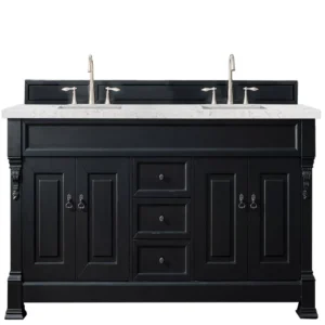 Brookfield 72″ Double Vanity, Antique Black w/ 3 CM Eternal Jasmine Pearl Quartz Top