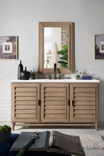 Portland 60" Single Vanity Whitewashed Walnut w/ 3 CM White Zeus Quartz Top - Image 2