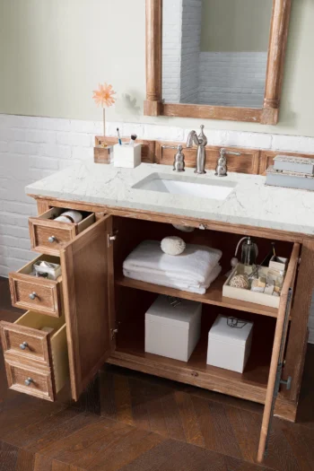 Providence 48" Single Vanity, Driftwood w/ 3 CM Eternal Jasmine Pearl Quartz Top - Image 4