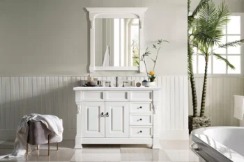 Brookfield 48" Single Vanity, Bright White w/ 3 CM Arctic Fall Solid Surface Top - Image 2