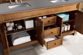 Brookfield 72" Double Vanity, Country Oak w/ 3 CM Grey Expo Quartz Top - Image 4