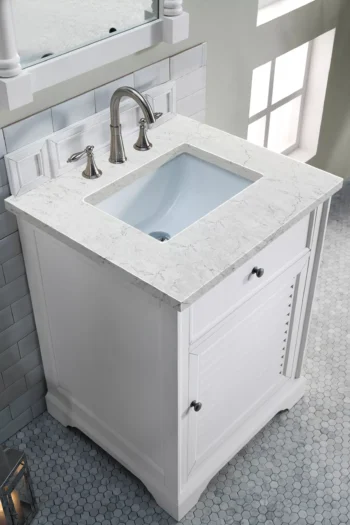 Savannah 26" Single Vanity, Bright White w/ 3 CM Eternal Jasmine Pearl Top - Image 3