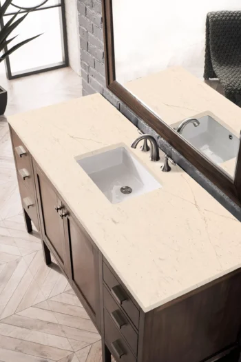 Addison 60" Single Vanity, Mid-Century Acacia w/ 3 CM Eternal Marfil Quartz Top - Image 3