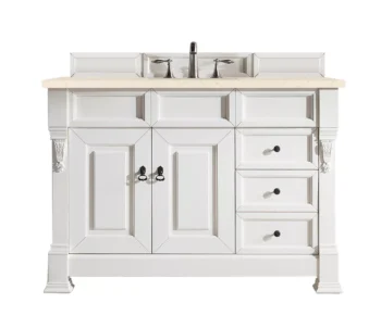 Brookfield 48" Single Vanity, Bright White w/ 3 CM Eternal Marfil Quartz Top