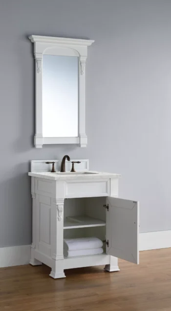 Brookfield 26" Single Vanity, Bright White w/ 3 CM Eternal Jasmine Pearl Quartz Top - Image 4
