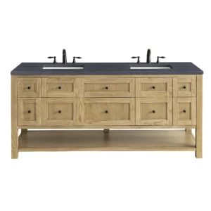 Breckenridge 72″ Double Vanity, Light Natural Oak w/ 3 CM Charcoal Soapstone Top
