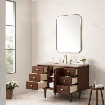 Amberly 48" Single Vanity, Mid-Century Walnut w/ 3 CM Eternal Marfil Top - Image 7