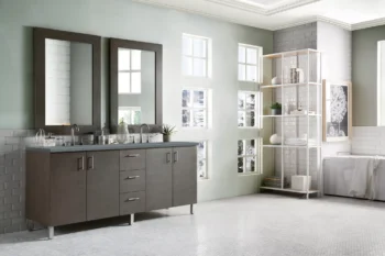 Metropolitan 72" Double Vanity, Silver Oak w/ 3 CM Cala Blue Top - Image 3