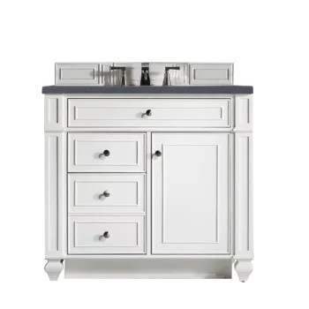 Bristol 36" Single Vanity, Bright White w/ 3 CM Charcoal Soapstone Quartz Top