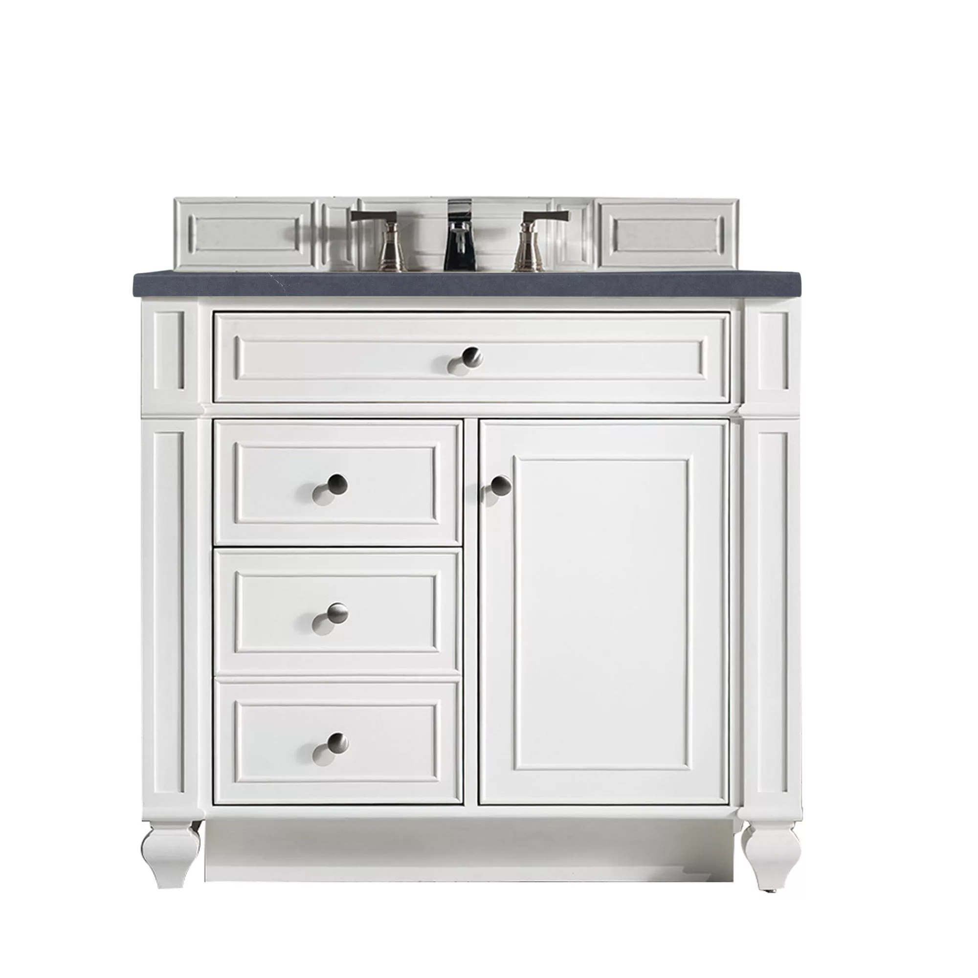 Bristol 36" Single Vanity, Bright White w/ 3 CM Charcoal Soapstone Quartz Top