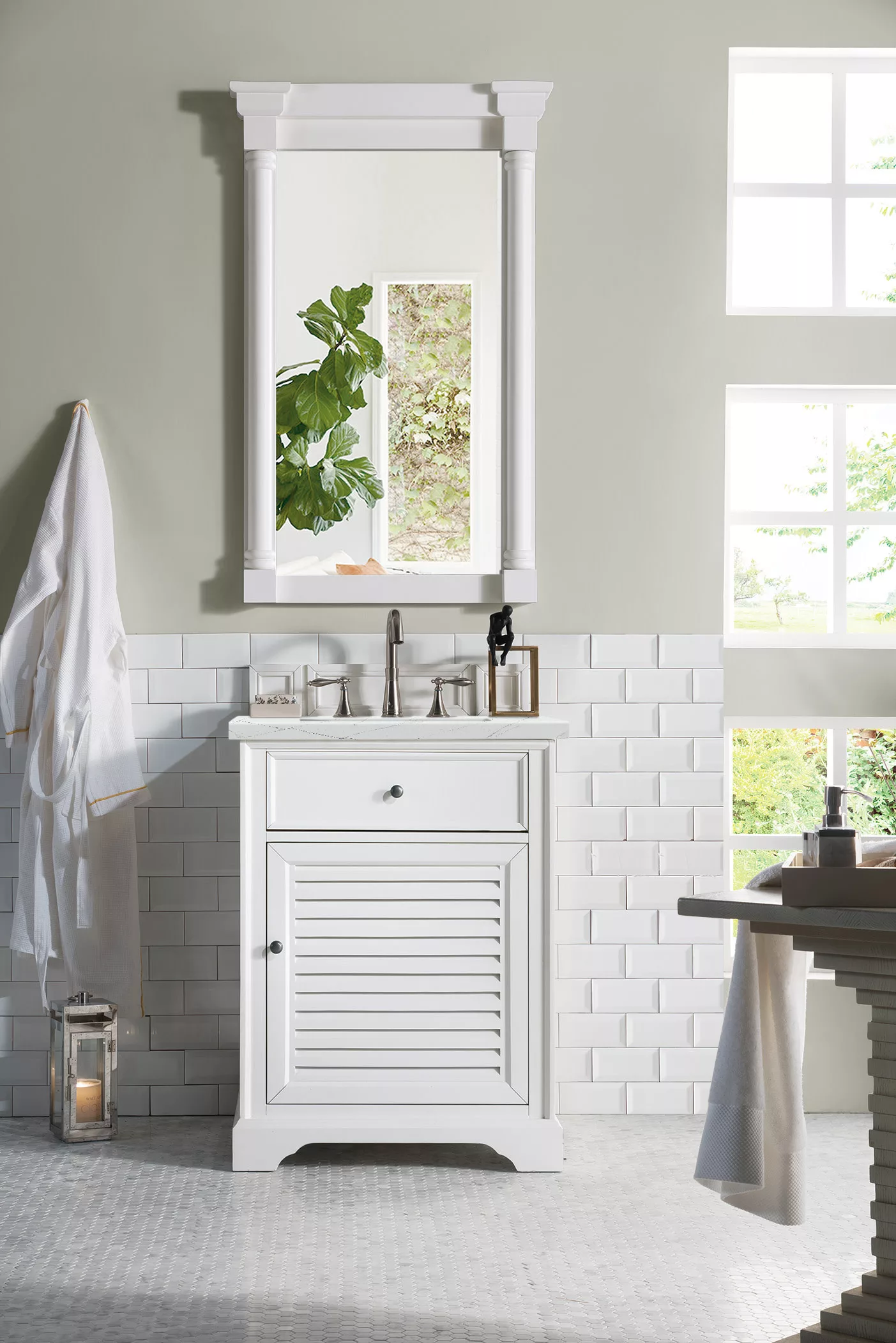 Savannah 26" Single Vanity, Bright White w/ 3 CM Ethereal Noctis Top - Image 2