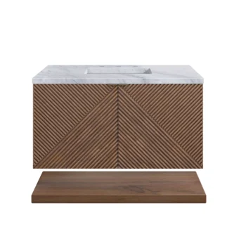 Marcello 36" Single Vanity, Chestnut w/ 3 CM Carrara Marble Top