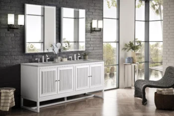 Athens 72" Double Vanity, Glossy White w/ 3 CM Eternal Serena Top - Image 5