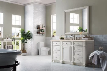 Bristol 60" Single Vanity, Bright White w/ 3 CM Eternal Marfil Quartz Top - Image 3