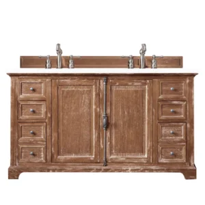 Providence 60″ Double Vanity, Driftwood w/ 3 CM White Zeus Quartz Top
