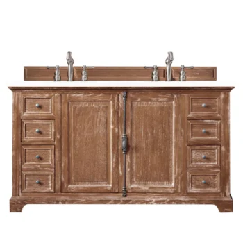 Providence 60" Double Vanity, Driftwood w/ 3 CM White Zeus Quartz Top