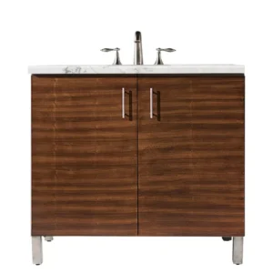 Metropolitan 36″ Single Vanity, American Walnut w/ 3 CM Eternal Jasmine Pearl Quartz Top