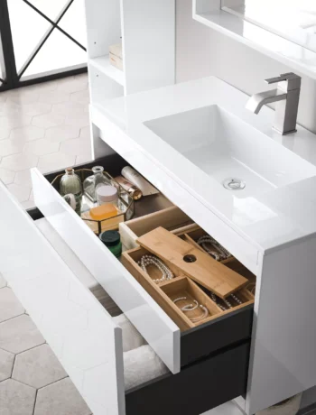 Milan 35.4" Single Vanity, Glossy White w/ Glossy White Composite Stone Top - Image 4