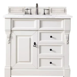 Brookfield 36″ Single Vanity, Bright White w/ 3 CM Arctic Fall Solid Surface Top