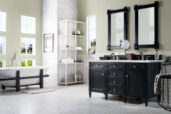 Brittany 60" Double Vanity, Black Onyx w/ 3 CM Ethereal Noctis Quartz Top - Image 3