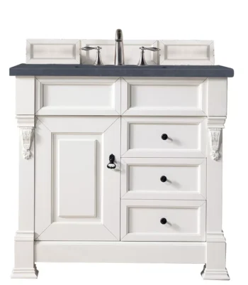 Brookfield 36" Single Vanity, Bright White w/ 3 CM Charcoal Soapstone Quartz Top
