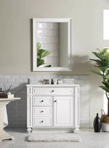 Bristol 36" Single Vanity, Bright White w/ 3 CM Eternal Serena Quartz Top - Image 2