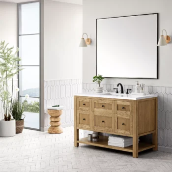 Breckenridge 48" Single Vanity, Light Natural Oak w/ 3 CM White Zeus Top - Image 3