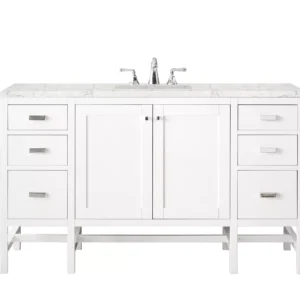 Addison 60″ Single Vanity, Glossy White w/ 3 CM Eternal Jasmine Pearl Quartz Top