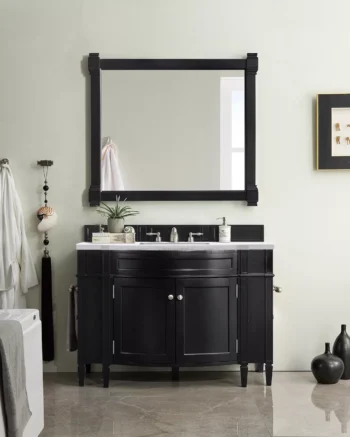 Brittany 46" Single Vanity, Black Onyx w/ 3 CM Arctic Fall Solid Surface Top - Image 2