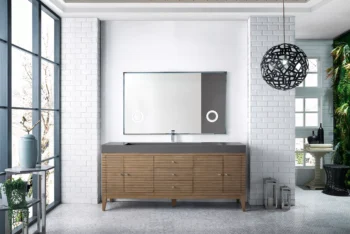 Linear 72" Single Vanity Whitewashed Walnut w/ Dusk Grey Glossy Composite Stone Top - Image 2
