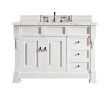 Brookfield 48" Single Vanity, Bright White w/ 3 CM Eternal Jasmine Pearl Quartz Top