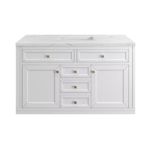 Chicago 48″ Single Vanity, Glossy White w/ 3 CM Ethereal Noctis Top