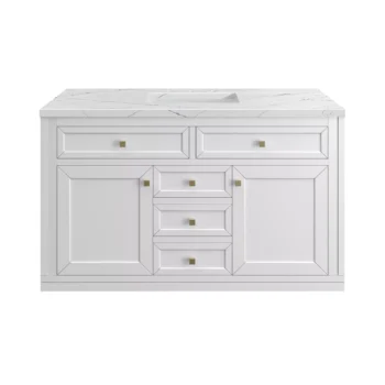Chicago 48" Single Vanity, Glossy White w/ 3 CM Ethereal Noctis Top