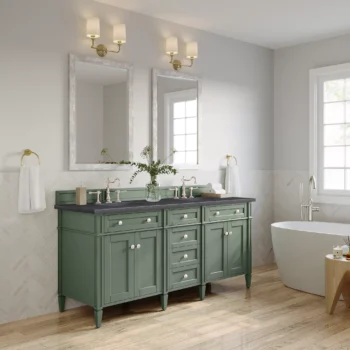 Brittany 72" Double Vanity, Smokey Celadon w/ 3 CM Charcoal Soapstone Top - Image 4