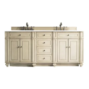 Bristol 72″ Double Vanity, Vintage Vanilla w/ 3 CM White Zeus Quartz Top
