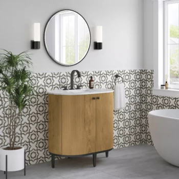 Bellamy 36" Single Vanity, Rustic Oak w/ Carrara Marble Top - Image 4
