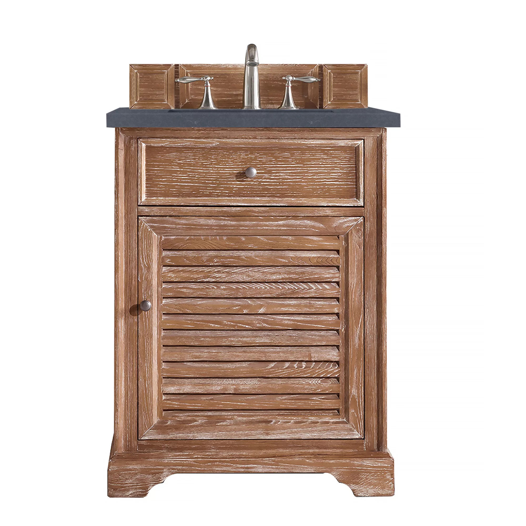 Savannah 26" Single Vanity, Driftwood w/ 3 CM Charcoal Soapstone Quartz Top