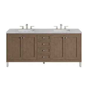Chicago 72″ Double Vanity, Whitewashed Walnut w/ 3 CM Eternal Jasmine Pearl Quartz Top