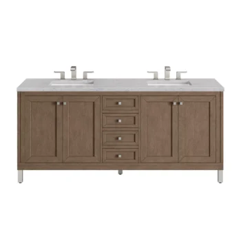 Chicago 72" Double Vanity, Whitewashed Walnut w/ 3 CM Eternal Jasmine Pearl Quartz Top