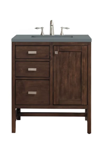 Addison 30" Single Vanity, Mid-Century Acacia w/ 3 CM Cala Blue Top