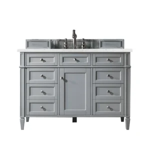 Brittany 48″ Single Vanity, Urban Gray w/ 3 CM Eternal Jasmine Pearl Quartz Top