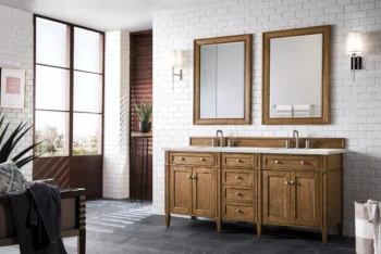 Brittany 72" Double Vanity, Saddle Brown w/ 3 CM Ethereal Noctis Quartz Top - Image 3