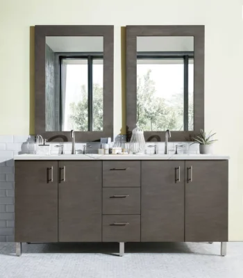 Metropolitan 72" Double Vanity, Silver Oak w/ 3 CM Ethereal Noctis Quartz Top - Image 2