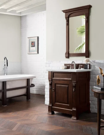 Brookfield 26" Single Vanity, Burnished Mahogany w/ 3 CM Ethereal Noctis Quartz Top - Image 6