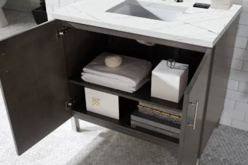 Metropolitan 36" Single Vanity, Silver Oak w/ 3 CM Ethereal Noctis Quartz Top - Image 4